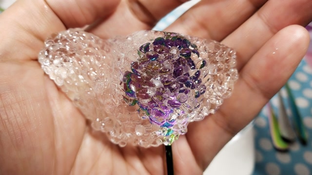 水晶土自制水晶液态玻璃泥,拉丝后太美了,一会变身粉色小熊玩具