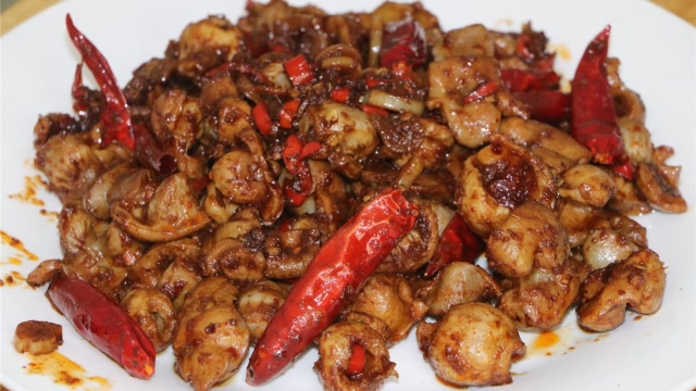 川味麻辣鸡胗最过瘾的家常做法边炒边留口水麻辣且无腥味