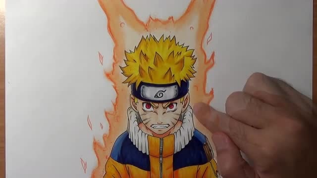 火影忍者漫画家手绘漩涡鸣人小时九尾状态!