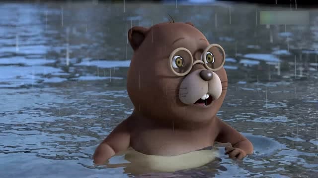 熊出没:光头强落水挣扎,小河狸不顾危险坚持营救,一定不能有事