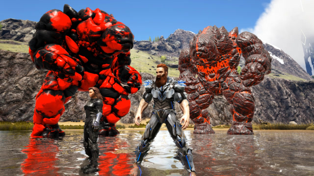 方舟生存进化-vs系列 熔岩石头人vs火焰石头人 谁更厉害