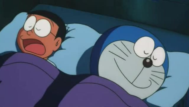 哆啦a梦:大雄跟哆啦a梦一起睡觉,俩人深夜还谈心,真好!