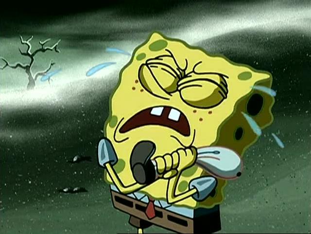 海绵宝宝很伤心,还伤心的哭了!