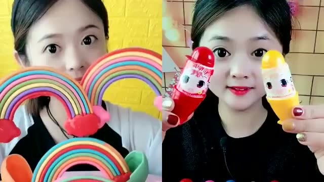美女直播吃彩虹糖,疯狂的头发,各种口味任意选,是我向往的生活!