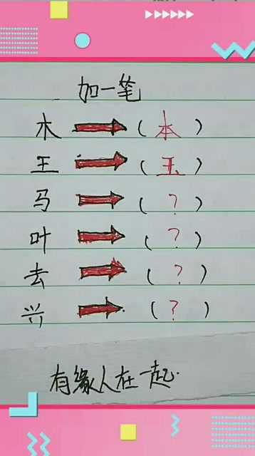 下面的字加一笔你能写出什么