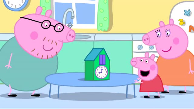 小猪佩奇佩奇乔治五点就起床了,猪爸很迷茫,他们起的可真早