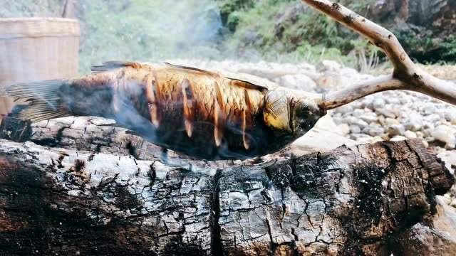 花三个小时制作 古装电视剧里的侠客烤鱼 色香味极度不协调