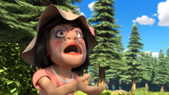 熊出没:光头强扮女装,一下雨妆都花了太丑了!