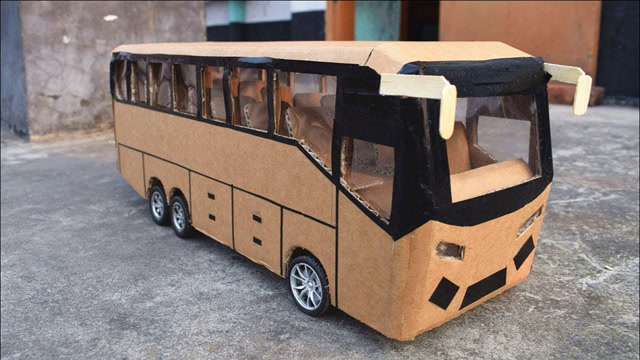纸盒手工制作巴士图片