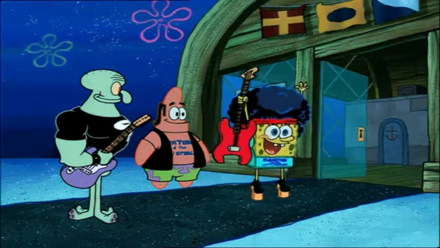 海绵宝宝组摇滚乐团,章鱼哥为音乐变身肌肉猛男!