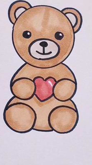 硬币四个六画小熊#简笔画 #小熊#画画 #可爱 #全民接力加油嗨