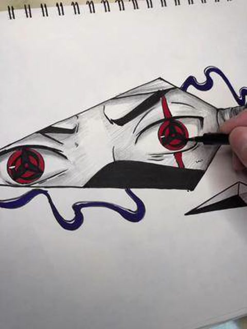 手绘卡卡西神威#神威 #火影 #火影忍者 #手绘 #手绘过程 #绘画