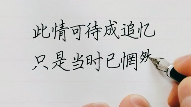 钢笔字:此情可待成追忆