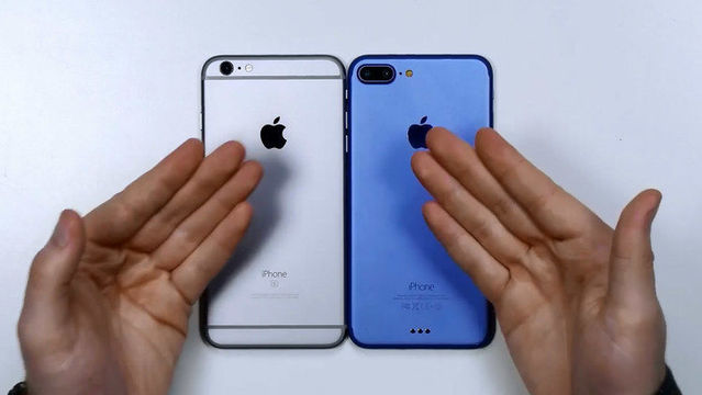 蓝色iphone7 plus真机模型外观简介 和6s plus外观简单对比