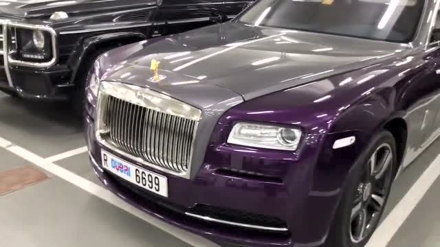 迪拜实拍 紫金色 劳斯莱斯, 霸气豪车, 气场秒杀群雄