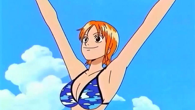 2.海贼王:空岛的环境还真是舒服,娜美穿比基尼的身材也不错