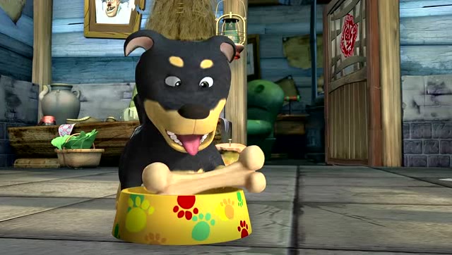 好厉害的小狗狗啊,光头强给它起了名字"大黑"