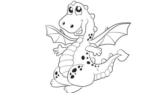 可爱的卡通小飞龙儿童亲子简笔画