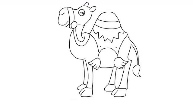 沙漠里的骆驼儿童亲子简笔画