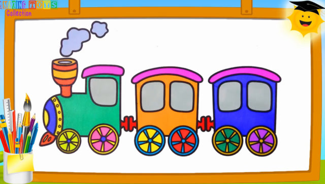 火车简笔画彩色 幼儿图片