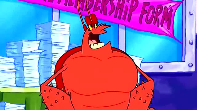 虾霸开了一间自己的健身房,海绵宝宝也要做肌肉猛男了哦