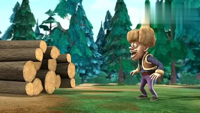 《熊出没》光头强的机器怪物好厉害 全自动变形伐木锯砍几百根木头