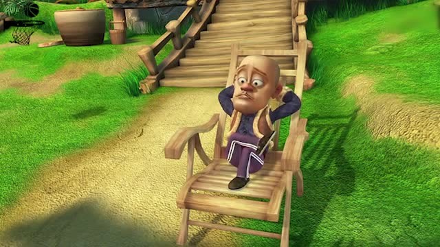 熊出没:光头强正在一个椅子上面躺着,但是他看上去有心事