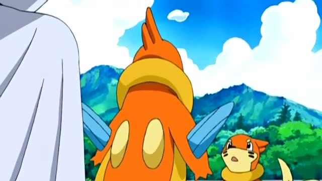 神奇宝贝,小智的泳气鼬见到自己的进化型后,变得非常有斗志