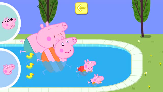 儿童节,小猪佩奇和乔治去游泳,乔治拿了第一名