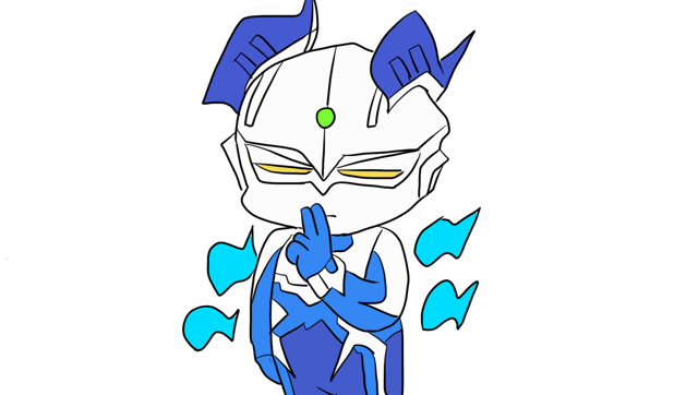 q版月神奇迹型赛罗奥特曼儿童卡通简笔画