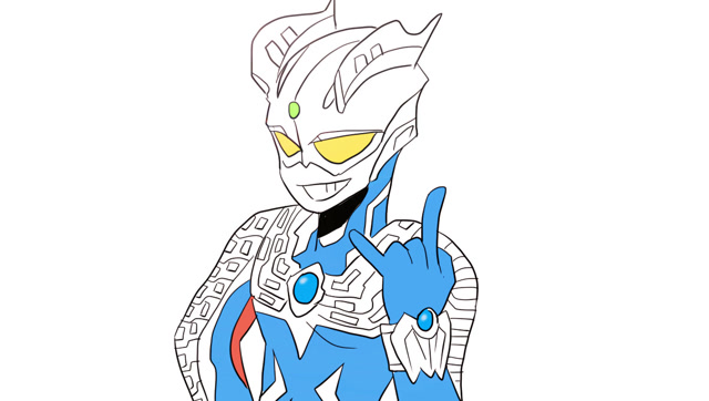 开心的赛罗奥特曼 儿童卡通简笔画