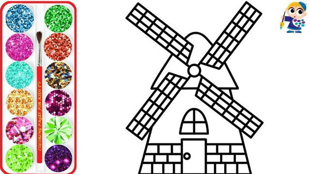 趣味简笔画画彩色大风车