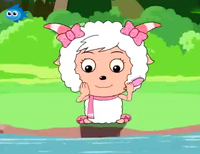 喜羊羊:爱美的美羊羊在小河边整理自己的毛发