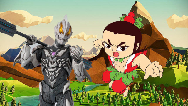 葫芦娃玩具,葫芦娃大娃用大力金刚拳打败了贝利亚奥特曼