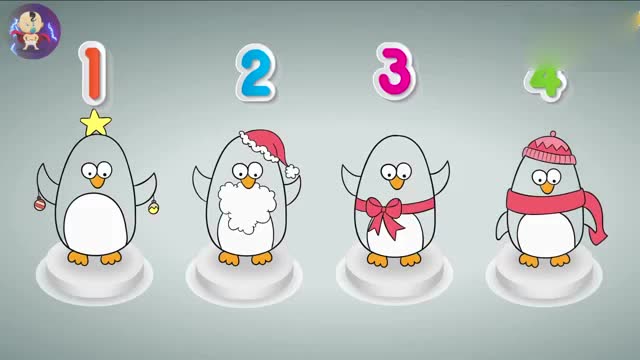 亲子早教益智3d动漫:圣诞企鹅礼物染色,一起学习英语和颜色!