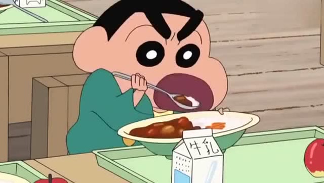 蜡笔小新:小新吃超辣咖喱饭,辣的小新直喷火啊