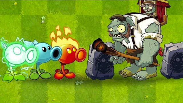 豌豆家族vs失落巨人僵尸,失落巨人:你们组团就过分了