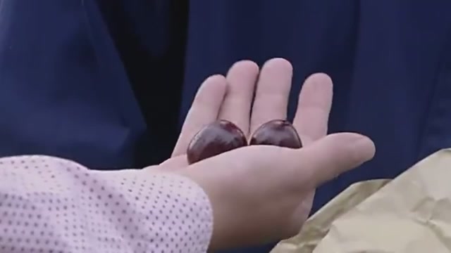 傻子用樱桃跟小宝换炉果,小宝不肯收,傻子仍旧要吃炉果