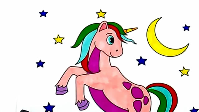 儿童简笔涂色画 可爱的粉红小马