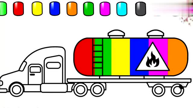 趣味简笔画:画漂亮油罐车