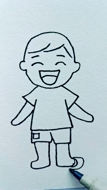 大笑的男孩简笔画图片