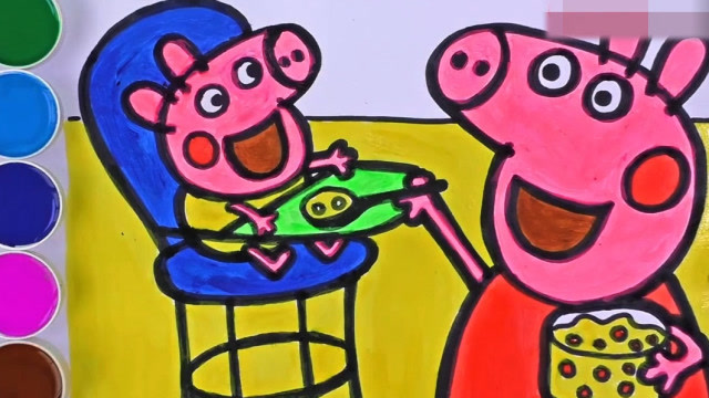 宝宝喜欢的佩奇简笔画,一起来涂上漂亮的颜色吧