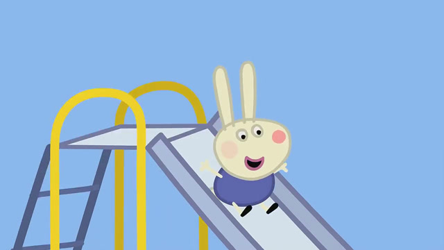 小兔理查德正开心地滑着滑梯,理查德最喜欢滑滑梯了