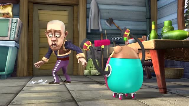 熊出没:光头强的裤子脏了,被智能清洁器发现追他他满屋子跑