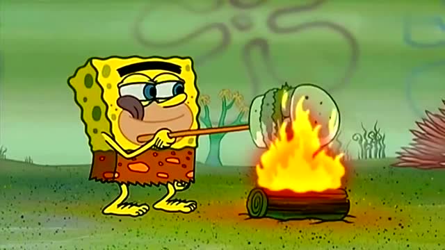 《海绵宝宝》海绵宝宝自从会烧烤后,看见什么都想吃