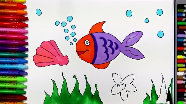 鱼儿在水里游简笔画图片
