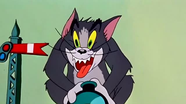 猫和老鼠:汤姆准备开火车从杰瑞的身上压过去