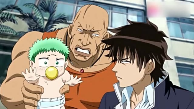 恶魔奶爸:小贝鲁在凶恶的男鹿脑袋上尿尿,不良少年养婴儿