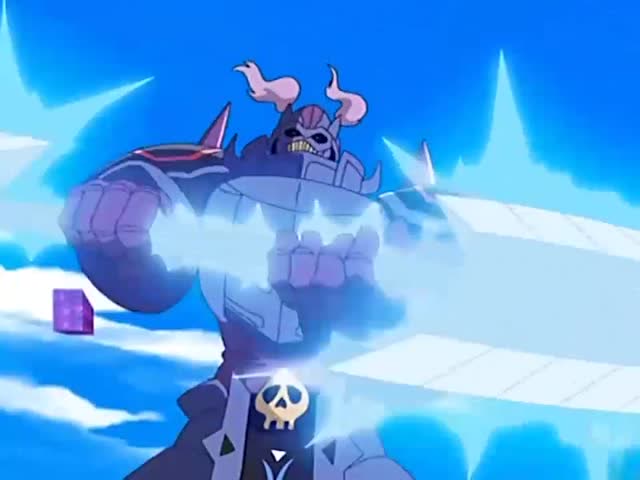 数码宝贝番长与皇骑的较量番长狮子兽爆裂形态颅骨兽