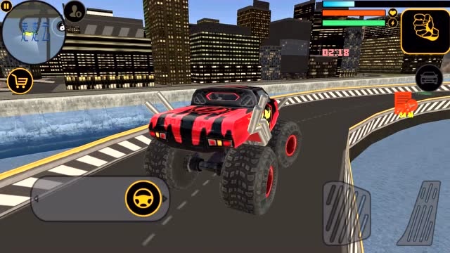 飞天超能英雄:驾驶大脚车安全跑完海上立交桥,完成任务